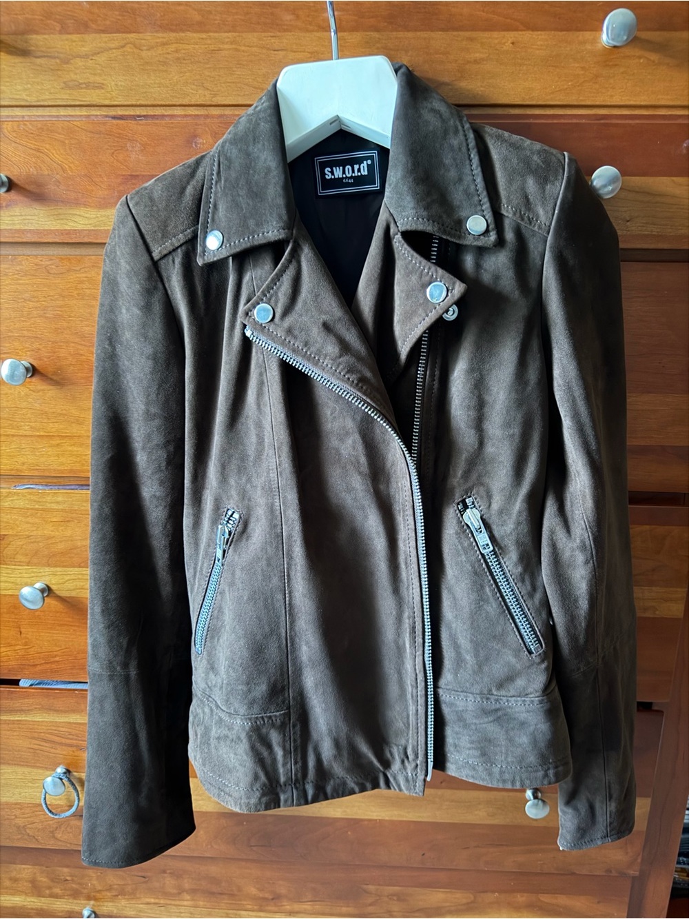 Women's Brown Suede Moto Jacket
